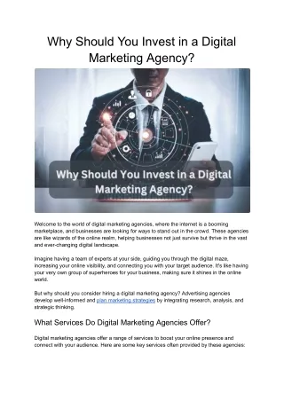 Why Should You Invest in a Digital Marketing Agency?