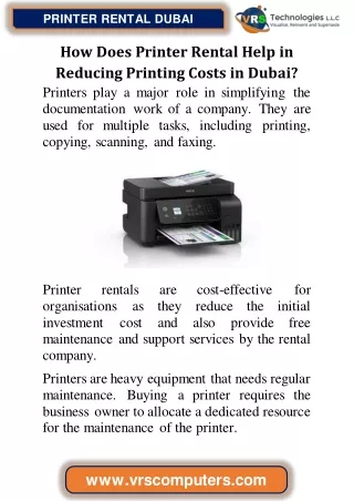 How Does Printer Rental Help in Reducing Printing Costs in Dubai?