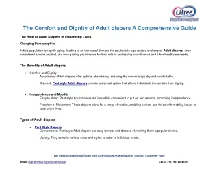 The Comfort and Dignity of Adult diapers: A Comprehensive Guide