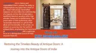 Restoring the Timeless Beauty of Antique Doors: A Journey into the Antique Doors