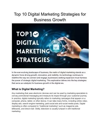 Top 10 Digital Marketing Strategies for Business Growth