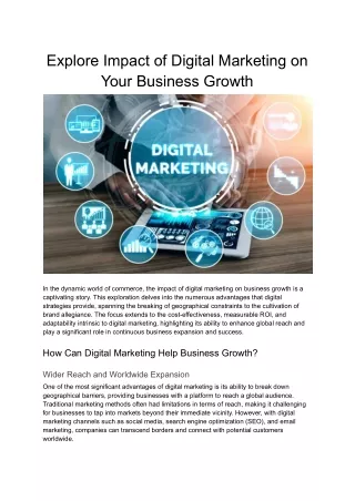Explore Impact of Digital Marketing on Your Business Growth