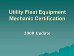 Utility Fleet Equipment Mechanic Certification