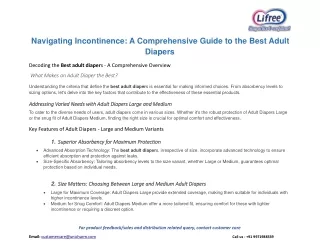 Navigating Incontinence: A Comprehensive Guide to the Best Adult Diapers