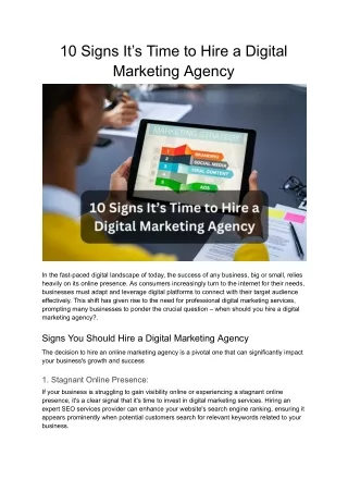 When Should You Hire a Digital Marketing Agency for Your Business
