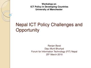 Nepal ICT Policy Challenges and Opportunity