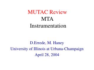 MUTAC Review MTA Instrumentation