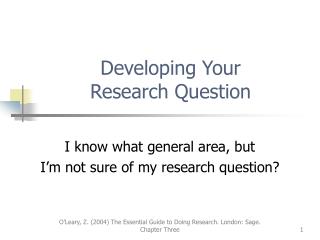 Developing Your Research Question
