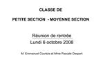 CLASSE DE PETITE SECTION - MOYENNE SECTION