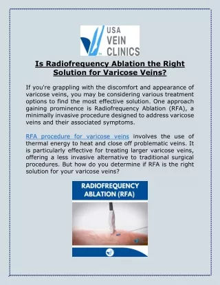Is Radiofrequency Ablation the Right Solution for Varicose Veins