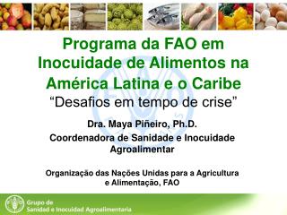 Programa da FAO em Inocuidade de Alimentos na América Latina e o Caribe “Desafios em tempo de crise”