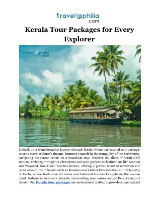 Kerala Tour Packages for Every Explorer
