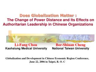 Does Globalization Matter : The Change of Power Distance and Its Effects on Authoritarian Leadership in Chinese Organiz