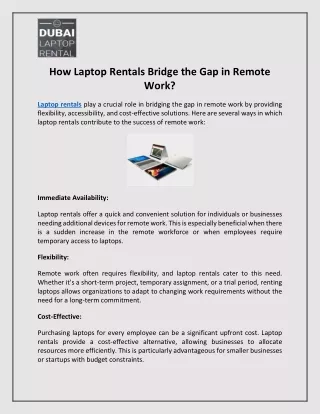 How Laptop Rentals Bridge the Gap in Remote Work?