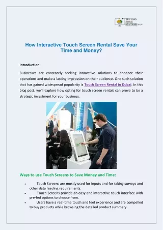 How Interactive Touch Screen Rental Save Your Time and Money?
