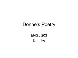 Donne’s Poetry