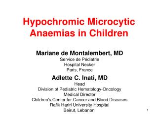 Hypochromic Microcytic Anaemias in Children