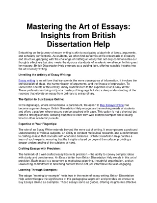 Mastering the Art of Essays