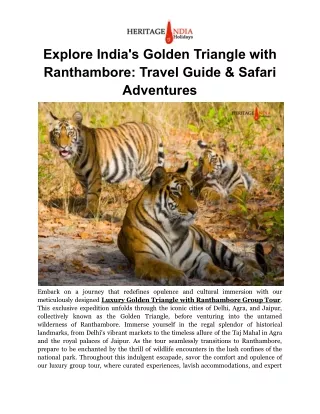 Explore India's Golden Triangle with Ranthambore_ Travel Guide & Safari Adventures
