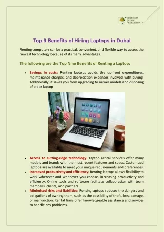 Top 9 Benefits of Hiring Laptops in Dubai