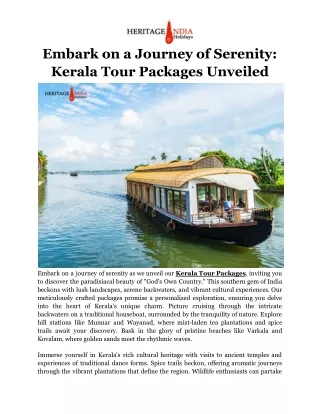 Embark on a Journey of Serenity_ Kerala Tour Packages Unveiled