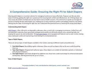A Comprehensive Guide: Ensuring the Right Fit for Adult Diapers