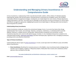 Understanding and Managing Urinary Incontinence: A Comprehensive Guide