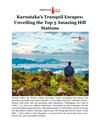 Karnataka's Tranquil Escapes_ Unveiling the Top 5 Amazing Hill Stations