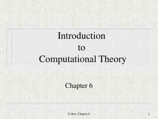 Introduction to Computational Theory