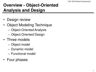 Overview - Object-Oriented Analysis and Design