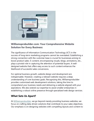 Williamsprobuilder.com Your Comprehensive Website Solution for Every Business