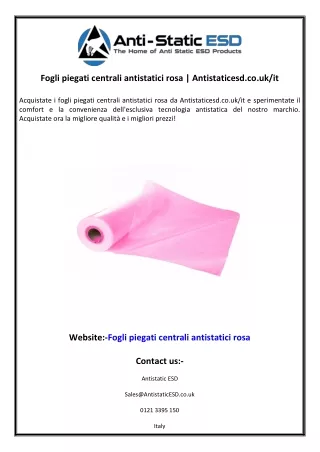 Fogli piegati centrali antistatici rosa  Antistaticesd.co.uk it