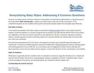 Demystifying Baby Wipes: Addressing 9 Common Questions