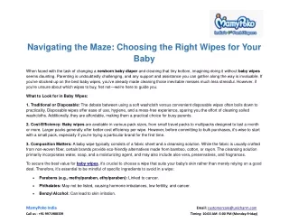 Navigating the Maze: Choosing the Right Wipes for Your Baby