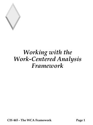 Working with the Work-Centered Analysis Framework