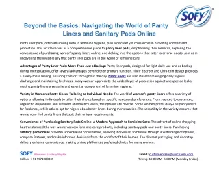Beyond the Basics: Navigating the World of Panty Liners and Sanitary Pads Online