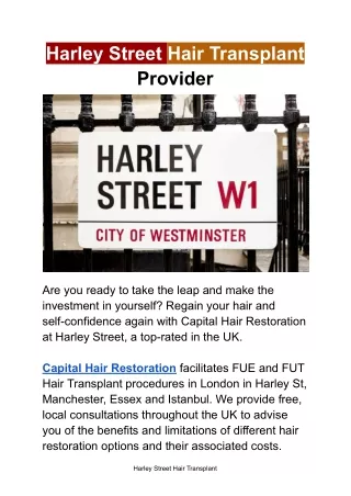 Harley Street Hair Transplant Provider