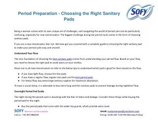 Period Preparation - Choosing the Right Sanitary Pads