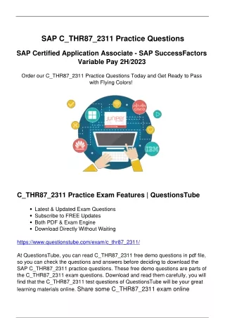 Right Way to Pass SAP C_THR87_2311 Exam - Reliable C_THR87_2311 Exam Questions
