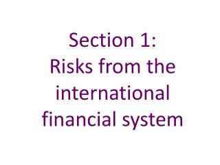 Section 1: Risks from the international financial system