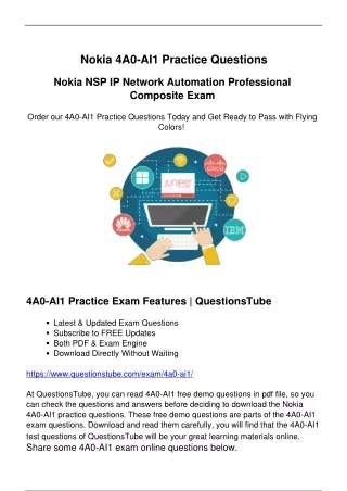 Real 4A0-AI1 Exam Questions - Master Your Nokia Certification Journey