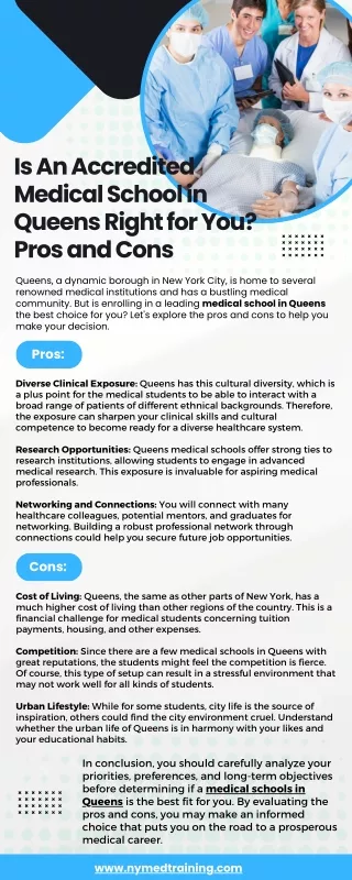 Is An Accredited Medical School in Queens Right for You? Pros and Cons