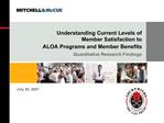 Understanding Current Levels of Member Satisfaction to ALOA Programs and Member Benefits Quantitative Research Finding