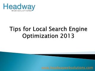 Tips for Local Search Engine Optimization 2013