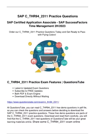 Valid C_THR94_2311 Practice Questions - Help You Pass the SAP C_THR94_2311 Exam