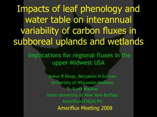Impacts of leaf phenology and water table on interannual variability of carbon fluxes in subboreal uplands and wetlands
