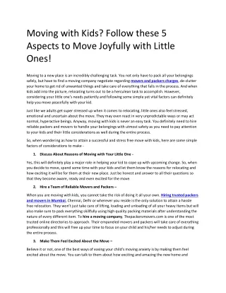 Moving with Kids Follow these 5 Aspects to Move Joyfully with Little Ones!