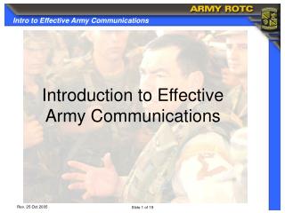 Introduction to Effective Army Communications