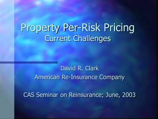 Property Per-Risk Pricing Current Challenges