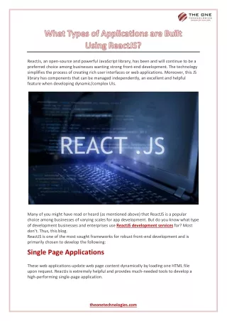 What Types of Applications are Built Using ReactJS